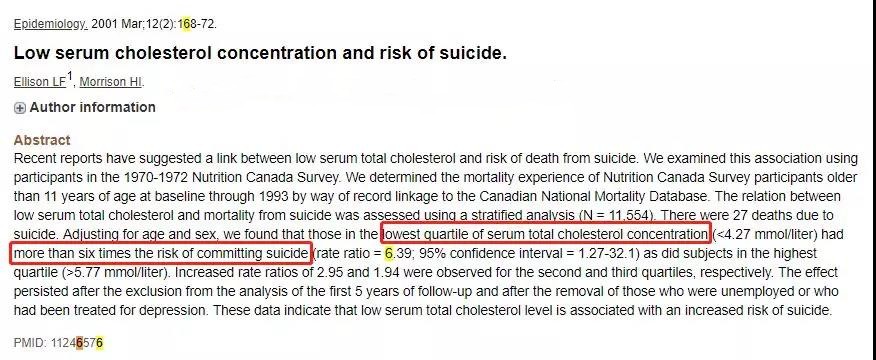 Cholesterol Levels and Depression