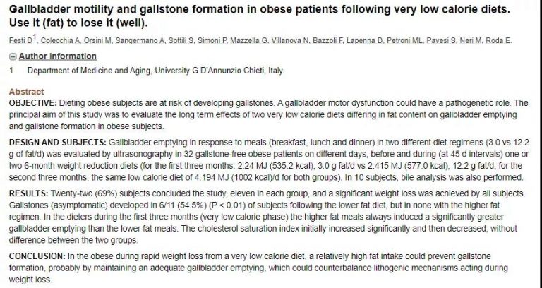 High-fat diet to reduce gallstone formation